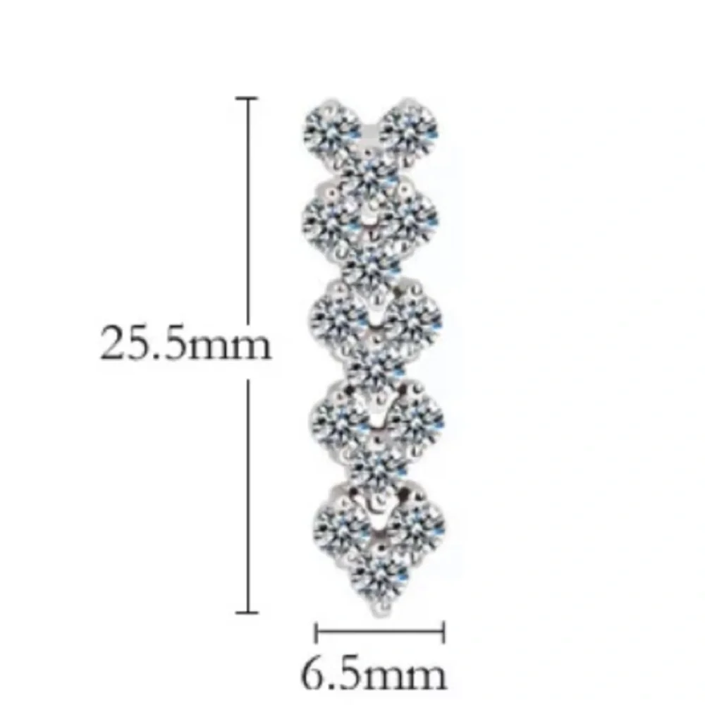 NEW STERLING SILVER DIAMOND LONG EARRINGS - Picture 4 of 4